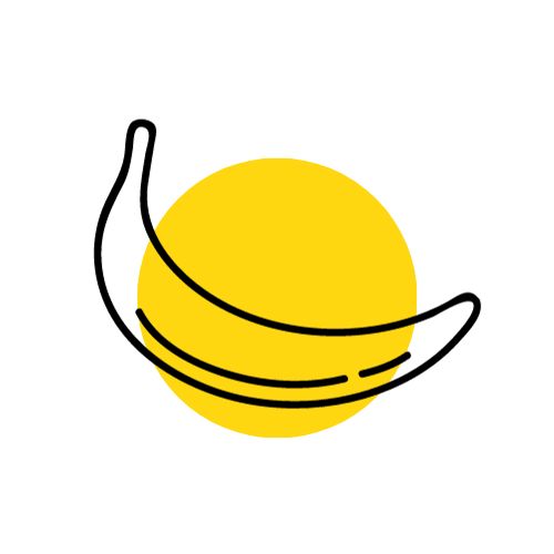 Picto banane sur rond jaune